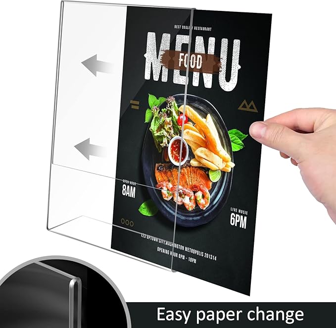 Ludery 8.5x11 Inches Acrylic Sign Slant Back Holder, Plastic Display Stand,Brochure Holder, Table Top Sign Holder For Office, Home, Store, Restaurant… (4pack)