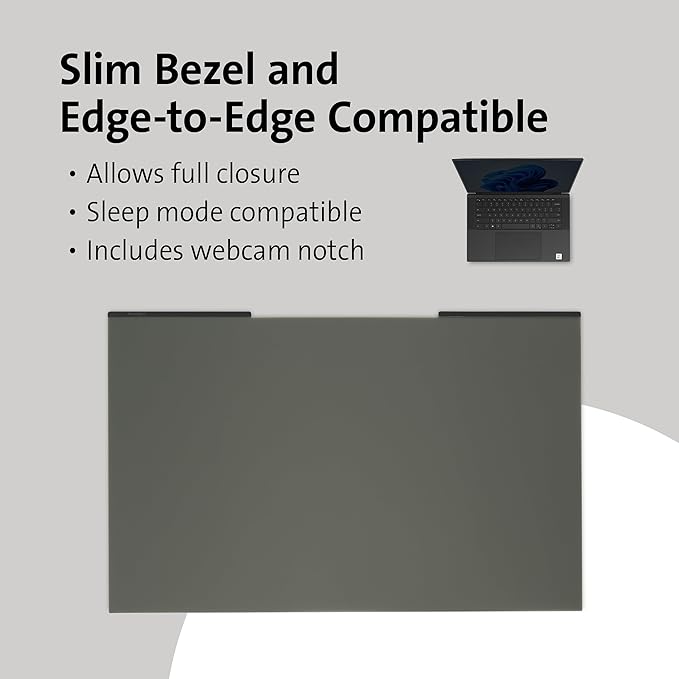 Kensington MagPro™ Magnetic Laptop Privacy Screen 15.6 inch, Removable 16:10 Laptop Privacy Filter Shield, Anti-Glare, Blue Ray Reduction, Compatible with HP/Dell/Acer/Asus/Lenovo (K55255WW)