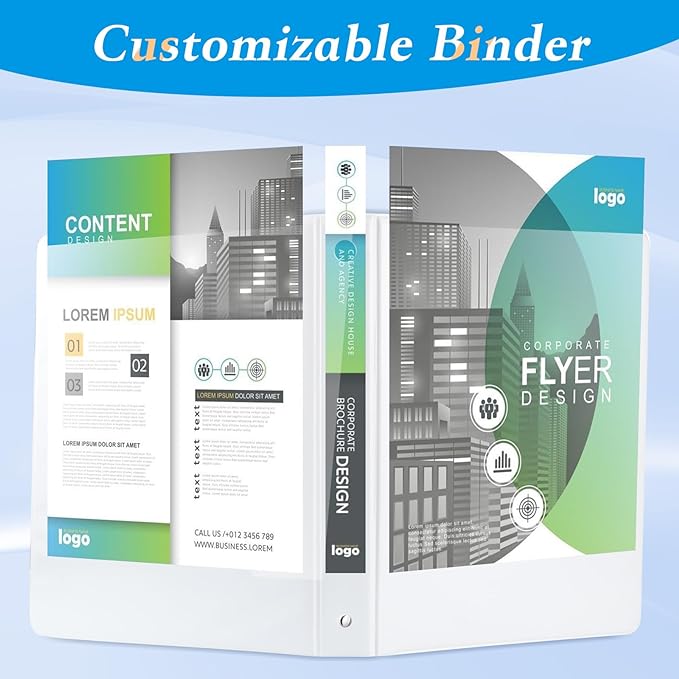 CIXILDTS 2" 3 Ring Binder, Standard 2-inch Round Ring Binder Fit Letter Size Paper, Presentation View Binders, White, 6-Pack