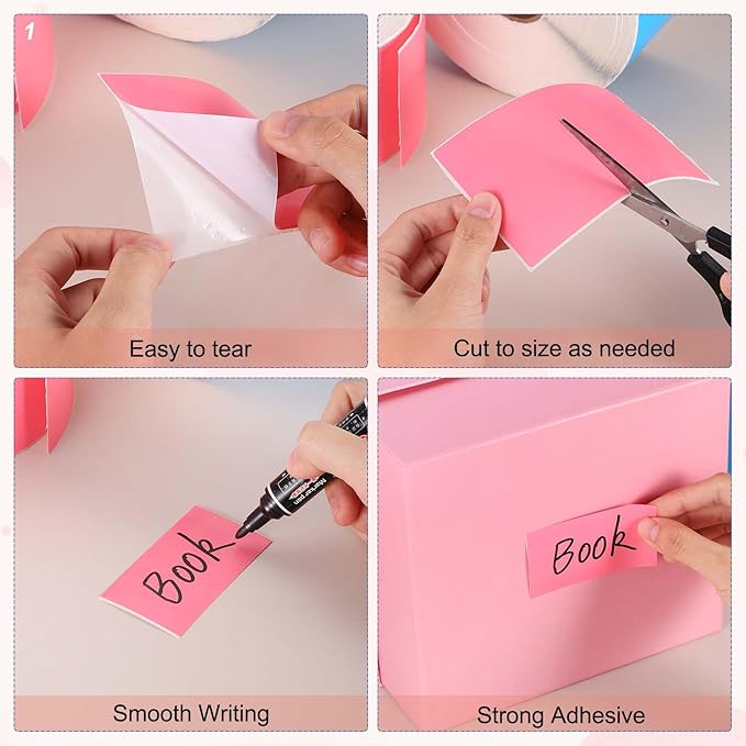 PATIKIL 1000Pcs Colored Coding Labels Stickers, 5x3 Inch Rectangle Inventory Stickers Self Adhesive Tags for Office Business Inventory Management Product Labeling Home Decor, Red