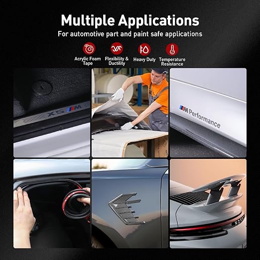 Automotive Acrylic Plus Attachment Tape 0.55" x 18Ft Made of 3M Pack of 2 Double Sided Tape PT1100 Heavy Duty for Moldings Claddings Panels Pads and Other Car Automotive Applications