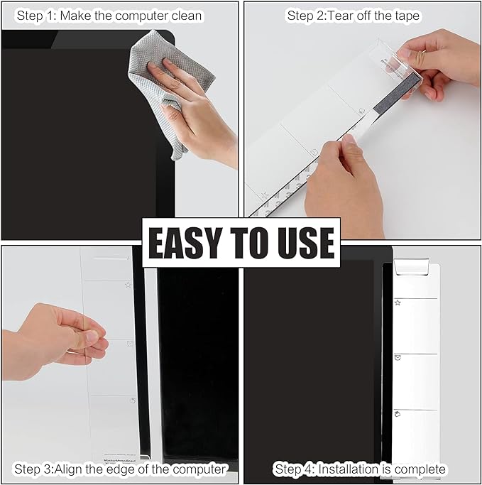 Multifunction Computer Monitor Memo Board - Transparent Computer Side Panel Memo Creative Monitor Side Panel with Phone Holder Suitable for Office Home Desktop，Left and Right (2pcs)