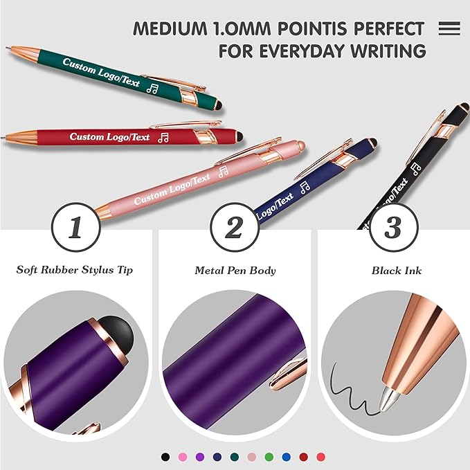 CRME Custom Pens Personalized Pen with Name/Text Engraved Black Ink Retractable Ballpoint Pen for Journaling,Office Supplies Back to School Supplies for Girls Birthday Bulk Pack Dark Green Pen