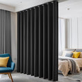 hoeflife Room Divider Curtains Blackout Floor to Ceiling Curtain with Hook Wall Mount Sliding Door Curtains Ceiling Mount Extra Wide Curtain Wall Divider for Room Separation (Black, W120 x H108 Inch)