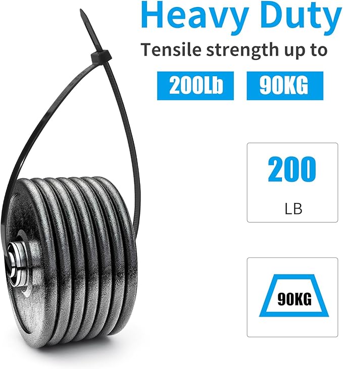 XINGO 60 inch Black Zip Ties Heavy Duty 20 PCS, 200 LBS Ultra Strong Plastic Wire Ties, Large Cable Ties Extra Long Tie Wraps, Indoor and Outdoor UV Resistant