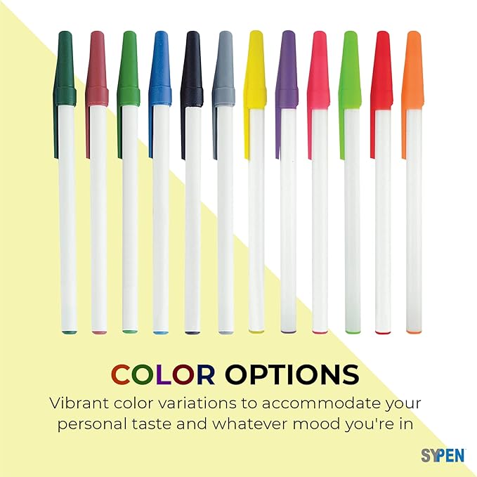 SyPen Personalized Stick Pens With your Custom Logo or Text-500 Pack Bulk-for Businesses, Parties, and Events, Custom Printed Slim Ballpoint Pens with Cap, Red, Black Ink