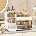 KQJS Makeup Organizer with Drawers,Large Capacity Countertop Organizer for Vanity,Bathroom and Bedroom Desk Cosmetics Organizer,Easy To Storage Skincare,Brushes, Eyeshadow, Lotions, Lipstick (White)