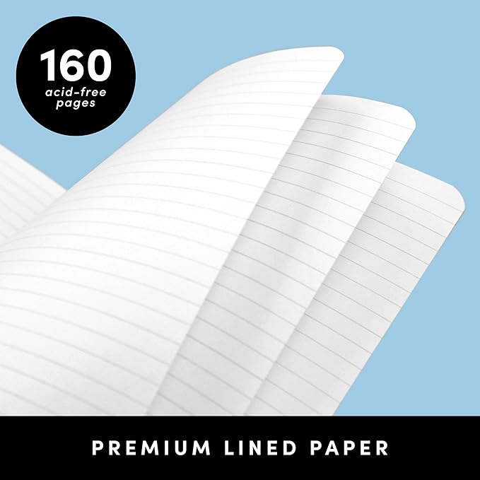 PAPERAGE Softcover Lined Journal Notebook (Periwinkle), 160 Pages, Medium College Ruled Notebook, 5.6 inches x 7.9 inches - 100 GSM Premium Paper, Soft Vegan Leather Journal for Home, Work & School