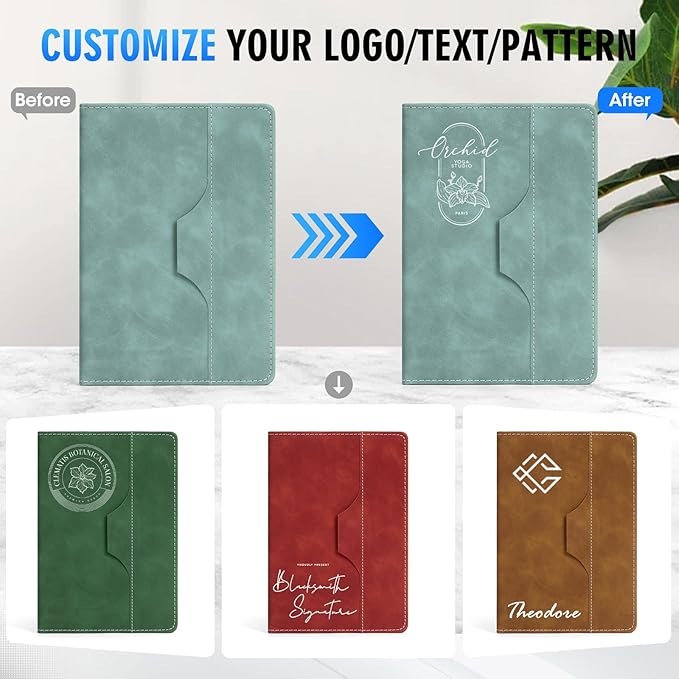 ENOMY Personalized Notebook Set with 10 PC Pens Lined A5 Custom Journal for Writing Men Women Custom Notebook Ideal Friend Girlfriend Gift, Light Blue