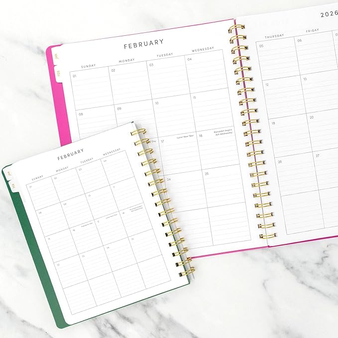 PAPERAGE 2026 Weekly & Monthly Planner, 12 Months (January 2026 - December 2026), 6.6 in x 8.1 in, Spiral Bound 2026 Planner with Weekly, Monthly & Yearly Views, Note Pages & Inner Pocket – Slate