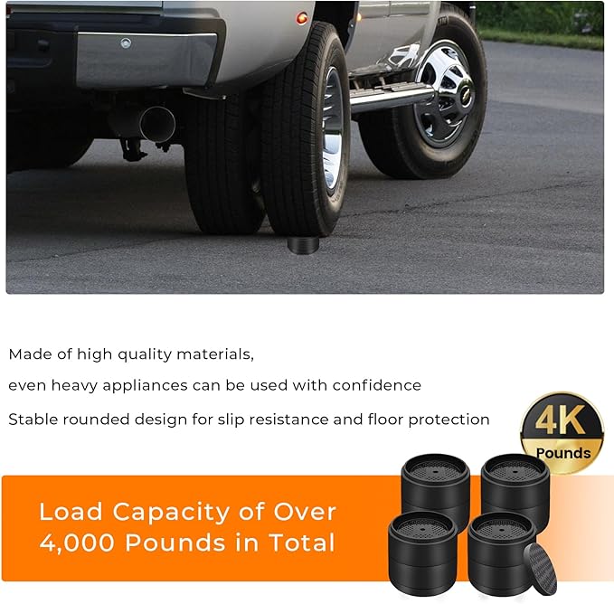 Furniture Risers Bed Risers Heavy Duty 1 inch, 2 inch, 3 inch, 4 inch Round Adjustable Bed Lifts Riser for Desk Legs Table Couch Sofa Chair Refrigerator Washing Machine (1+1+1 Inch, Black, 6 Pack )