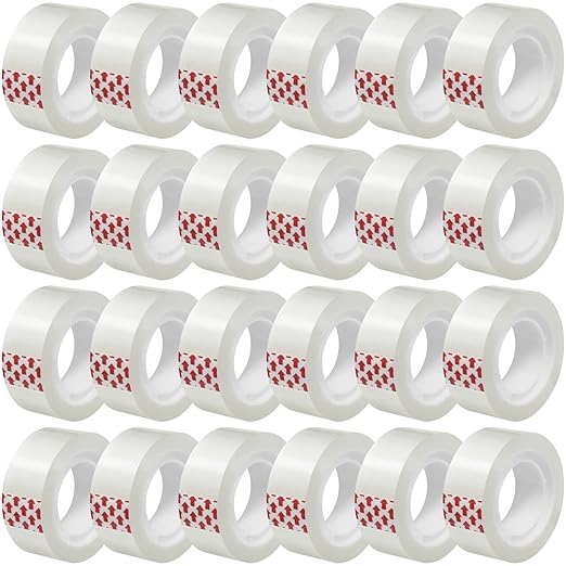 Turxayox 24 Rolls Transparent Tape Refills, Clear Tape, 3/4 x 800 Inches, Glossy Gift Wrapping Tapes for Dispenser, Office, School, Home