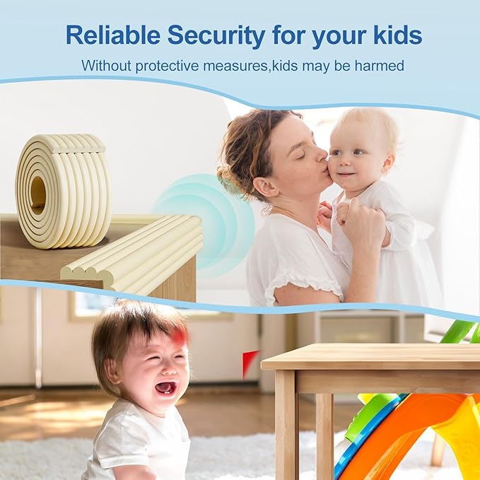 Edge Protector,Baby Proofing Baby Edge Protector Strip Safety,Soft Rubber Foam Padding,Edge Corner Guards Protector Corner Edge Bumpers for Furniture (White, 16.4Ft x 3.15" W x 0.31" Th)