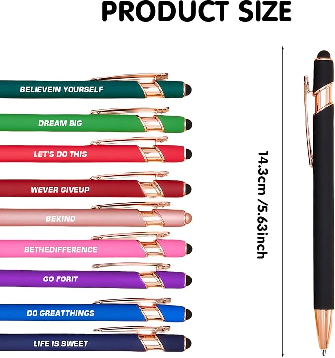 CRME 10pcs Inspirational Ballpoint Pens Set Different Copywriting Combination Black Ink Pens Basics Office Supplies Funny Office Gifts Company Event Party Inspirational Gifts