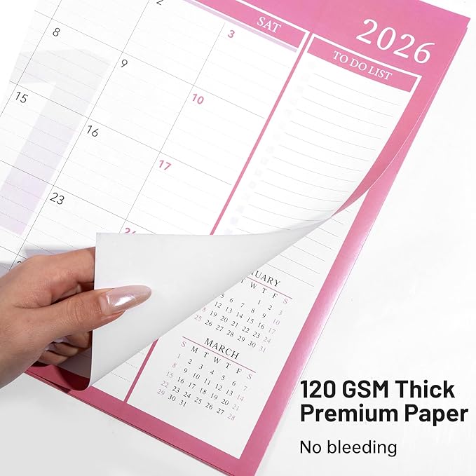 Yoment Desk Calendar Refill 2026-2027, Jan 2026-June 2027, Large 10"x16" Monthly Planner with to-do Lists 18 Months Calendar for Office School Home, Pink