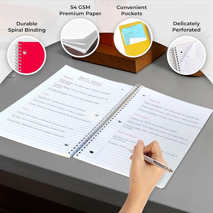 Rosmonde 2000 Packs (Pallet) 3 Subject Notebooks, Spiral Notebook Bulk, College Ruled, Pallet of Notebooks,150 Sheets (300 pages),8 x 10-1/2",Bulk Spiral Notebooks for School & Office,4-7 Days Transit