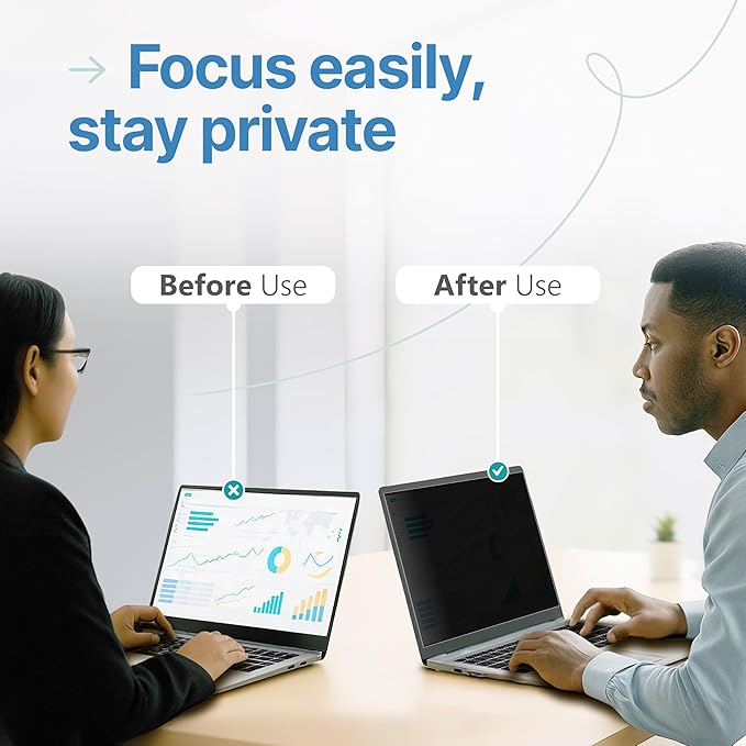 VINTEZ 14 Inch 16:9 Privacy Screen for Computer Monitor and Laptop - Anti Glare Protector Film Blue Light Filter Eye Protection - Computer Screen Privacy Shield, [1 Pack]
