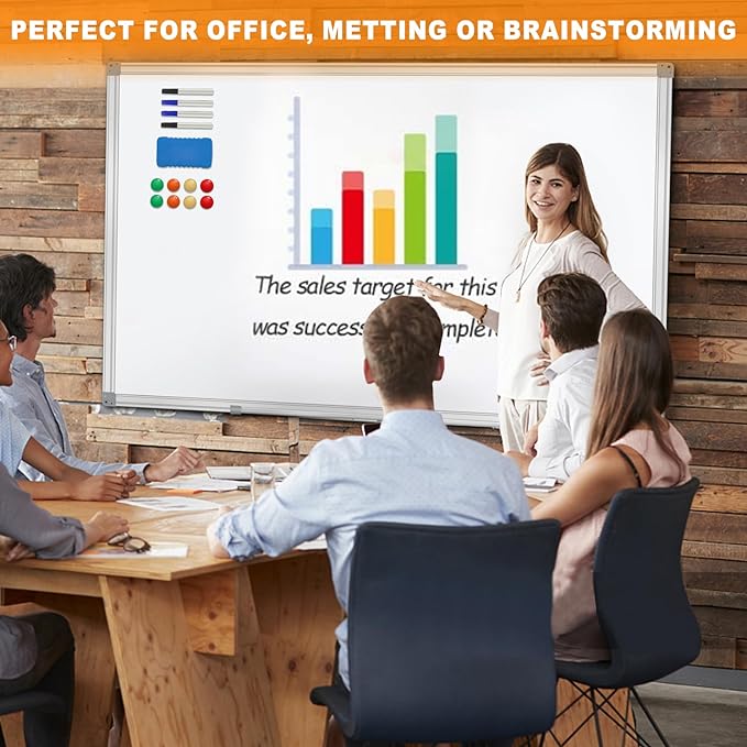 H-Qprobd 5' x 4' Dry Erase Board for Wall 60" x 48" (2 Pack) Magnetic Presentation Whiteboard with Long Pen Tray, Wall-Mounted White Boards Large Whiteboard Including 8 Markers, 16 Magnets, 2 Erasers