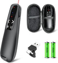 Presentation Clicker with Case Storage: Wireless Presenter Remote: Red Laser Pointer Computer Clickers, USB C PowerPoint PPT Clicker for Mac Laptop, Slideshow Google Slide Advancer