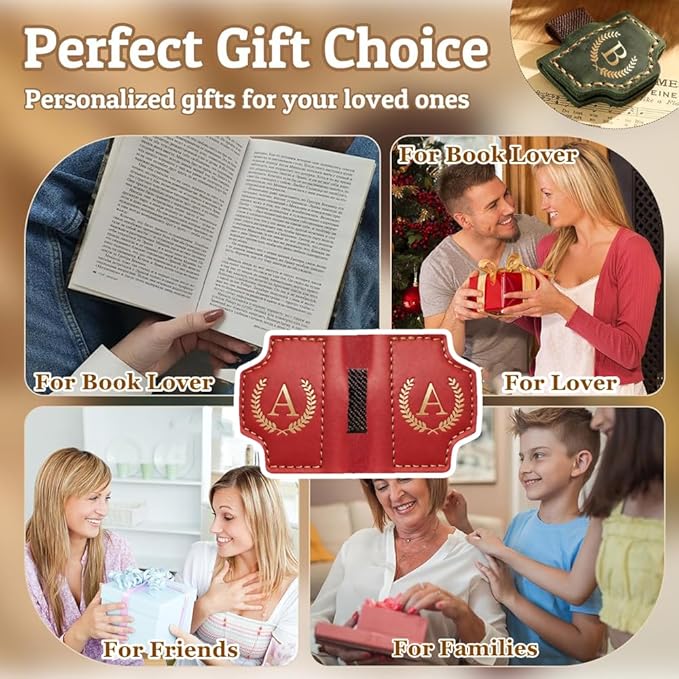 Personalized Bygone Mark Bookmark with Pen Holder, Leather Magnetic Bookmark 26 Letters,Gifts for Book Lovers, Readers, Leather Book Marks for Men Women (Coffee, C)
