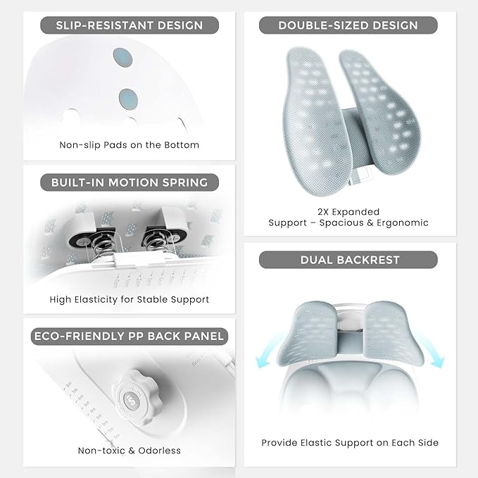 ZZWS Foldable Ergonomic Back Support with Adjustable Inflatable Lumbar Cushion, Posture Corrector for Desk Chairs, Comfortable Lumbar & Seat Cushion for Lower Back Pain Relief