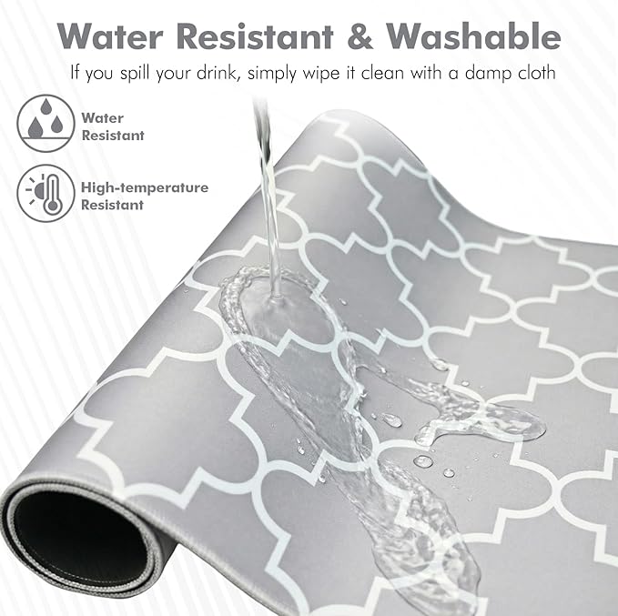 MASHDE Large Mouse Pad, 31.5 x 15.7in Desk Mat for Keyboard with Anti-Slip Rubber Base Smooth Surface, Moroccan Check Gaming Mousepad XL Mouse Pad for Desktop Office Home (Grey)