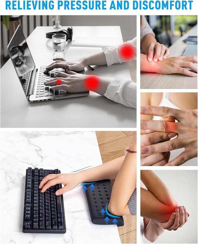 2 Pack L-Shaped Arm Rest for Desk, Ergonomic Elbow Pads with Non-Slip Base, Memory Foam Desk Edge Cushion & Wrist Rest for Office, Home, Study Use