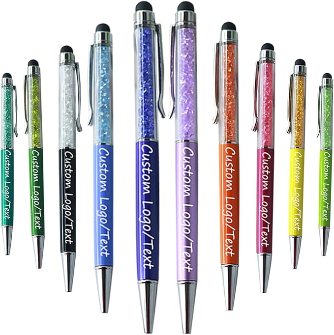 Yucold Customized Pens with Name/Logo - Touch Screen Stylus Ballpoint Pen, Perfect for Weddings, Business & Personalized Gifts (Multicolor,50)