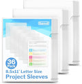 Dunwell Clear Folders for Documents, Plastic 8.5x11 File Sleeves for Document Protection, Filing, Storage, Organization (36 Pack) Transparent Folders with Pockets, Durable Letter Size Document Holder