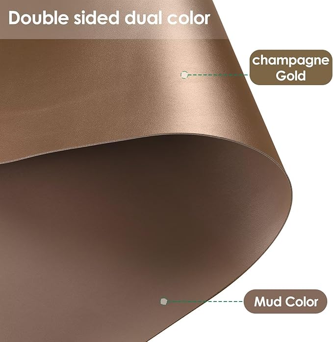 Zinkooat Leather Table Cover,1.8mm Thick,40x40 Inch Table Protector,Table Protector for Dining Room Table,Dining Table Cover,Table Cover Protector.(Mud Color+Champagne Gold,40x40)