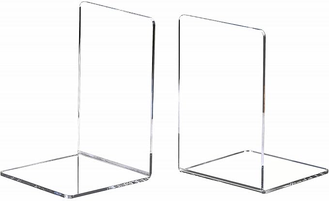 CY craft 6 Pieces/3 Pairs Bookends,Clear Acrylic Bookends for Shelves,Heavy Duty Book Ends and Desktop Organizer,Book Stopper for Books/Movies/CDs,7.3x4.8x4.8 inch