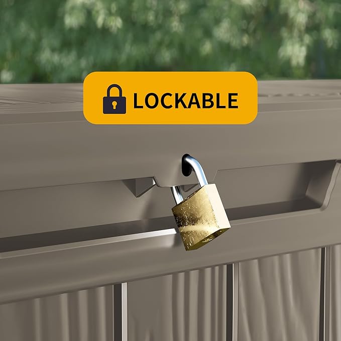 Decksplore 180 Gallon Outdoor Storage Box Waterproof Lockable Resin Deck Box Large, Patio Storage Bin for Pool Accessories Cushion Furniture, Garden Tools, UV-Resistant Outside Delivery Grey