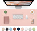Bloss Pink Desk Mat, Waterproof Non-Slip Leather Desk Pad, Large Mouse pad, Computer Mat for Desk, Pink Desk Accessories Easy Clean for Office/Home(35.4×15.7 Inches)