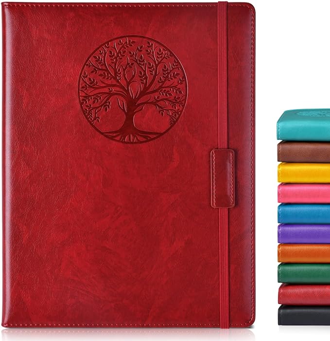 Biuwory Lined Journal Notebook for Women Men,256 Pages A4 Large Hardcover Leather Journals for Writing,Travel,Business,Work,School,College Ruled Notebooks for Note Taking, Diary Notepad 8.6"×11"