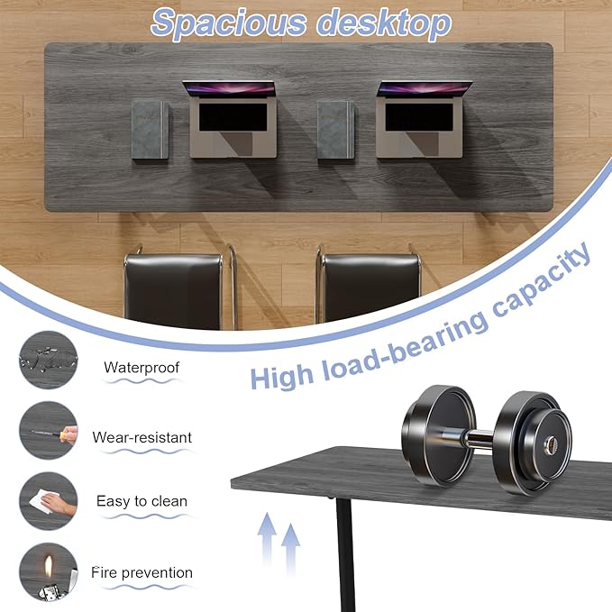 Conference Table Flip Top Mobile Conference Room Tables,Folding Conference Table with Wheels,Large Meeting Training Seminar Table Saving Space for Office Classroom(4A,70.8'')