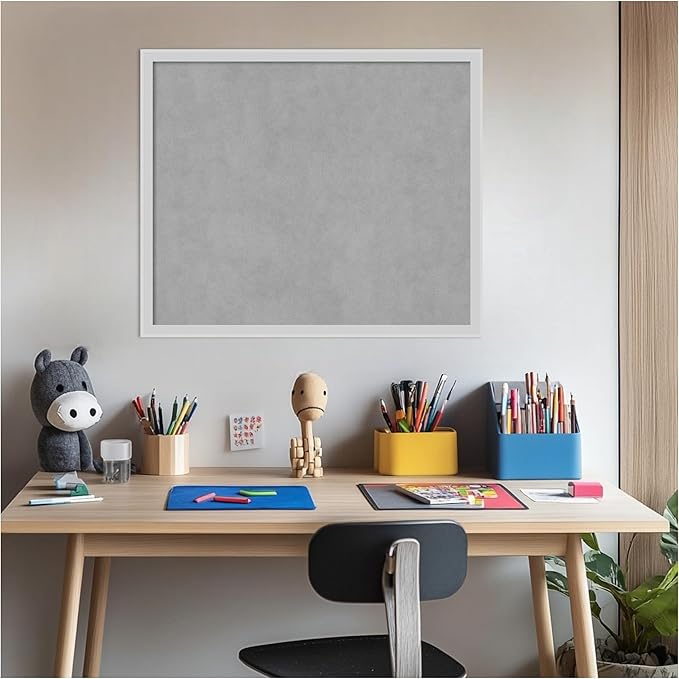 Amanti Art Silver Framed Magnetic Board 21x25 Medium Vision Board for use with Magnets, 100% Metal Sheet to Display Items as Office Decor or for Home Organization in mudroom, Kitchen or Kids Room