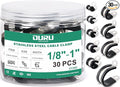 OURU 30PCS Stainless Steel Cable Clamps 9 Sizes—1/8" 3/16" 1/4" 5/16" 3/8" 1/2" 5/8" 3/4" 1" Rubber Coated Cushioned Insulated Cable Clamp,Automotive Cable Wire Clamps,Pipe Clamps(Black)