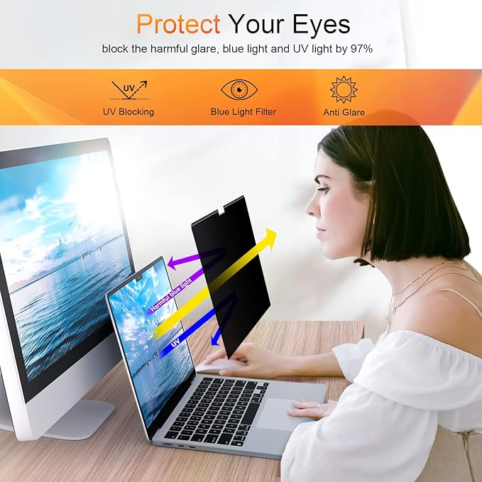 Mamol Magnetic Privacy Screen MacBook Pro 16 Inch 2021-2025 (M1-M2-M3-M4), Removable Anti Blue Light Glare Filter Screen Protector
