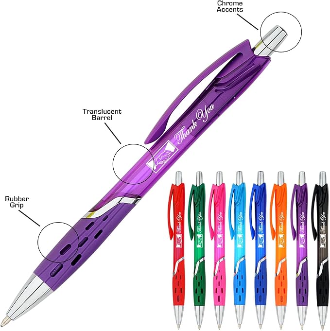 SyPen Personalized Ballpoint Pens With your Custom Logo or Text-300 Pack Bulk-for Businesses, Parties, and Events, Custom Printed, Vivid Colored Translucent Barrel, Click Pens, Black Ink, Green Pens