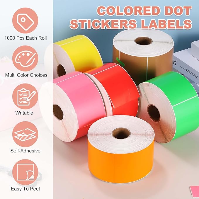 PATIKIL 1000Pcs Colored Coding Labels Stickers, 5x3 Inch Rectangle Inventory Stickers Self Adhesive Tags for Office Business Inventory Management Product Labeling Home Decor, Brown