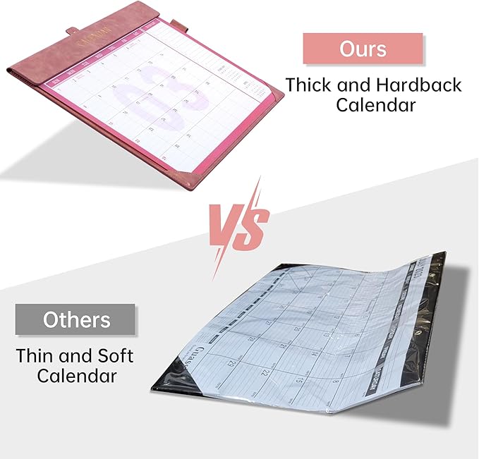 Yoment Desk Calendar 2026 Leather Desk Calendar with To-Do Lists, 13 Months Desk Pad Wall Calendar with Pen Holders PVC Cover for Work Office School Home Women Men, Dec 2025-Dec 2026, 17 x 12, Pink