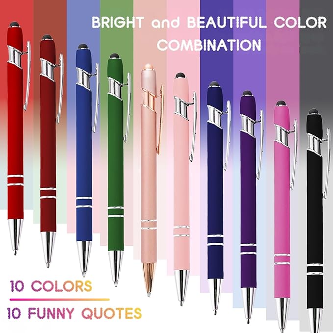 CRME Colored Motivational Pens Set Black Ink Ballpoint Pens Funny Office Supplies Engraved Pen Inspirational Quotes Cool Gifts for Coworkers Unique and Unusual Gifts