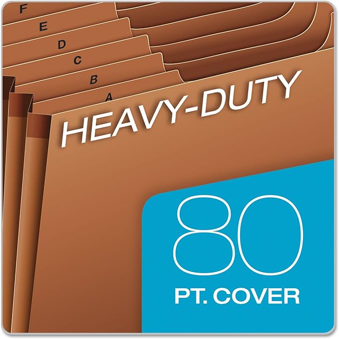 Pendaflex Heavy Duty Expanding File with Extra-Thick Cover, Tyvek Reinforced Edges, 21 Pockets, A–Z Tabs, Elastic Cord Closure, Letter Size (R117ALHD),Brown
