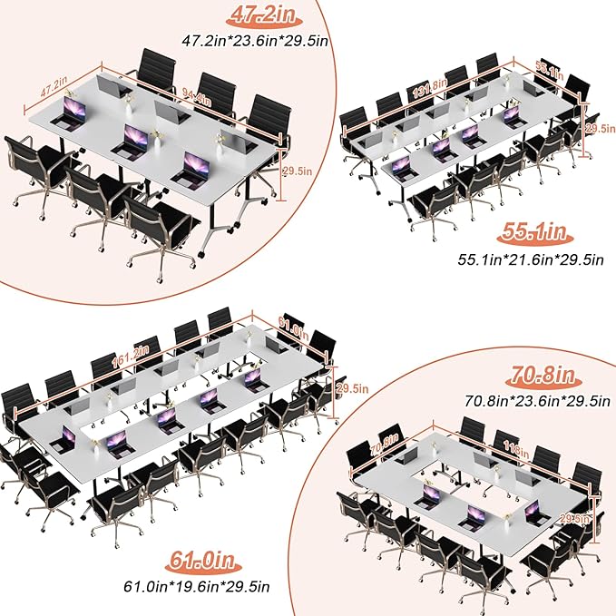 Conference Table Flip Top Mobile Conference Room Tables,Folding Conference Table with Wheels,Large Meeting Training Seminar Table Saving Space for Office Classroom(4A,61'')