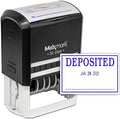 MaxMark Large Self-Inking Rubber Date Office Stamp with Deposited Phrase & Date - Blue Ink, 12-Year Band - Style 3