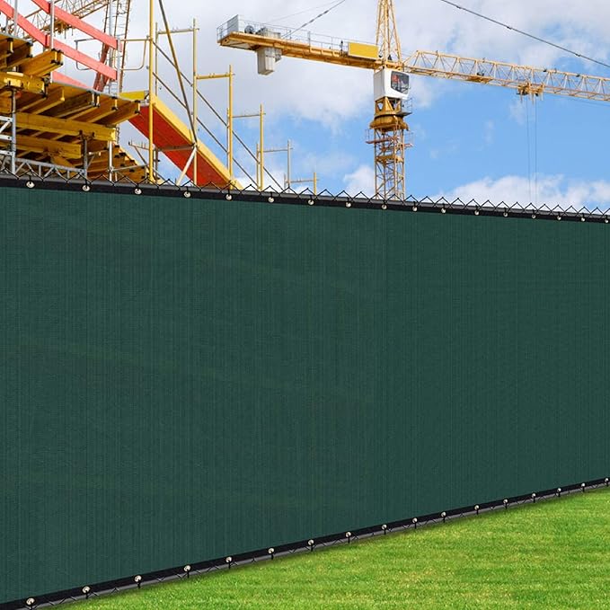 iCover 6x50ft Privacy Screen Fence, Outdoor Fencing Panels, Garden Windscreen Mesh Shade Sail Net Barrier, Include Reinforced Bindings and Brass Grommets Cable Zip Ties, Green