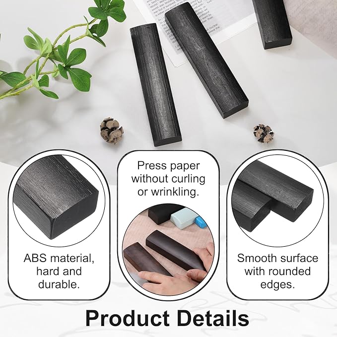 uxcell 1 Pair Calligraphy Paper Weights, 7.1" Wooden Paperweight Desk Accessory for Home Office Calligraphy Practice Drawing Writing, Gift for Writers Professionals, Black