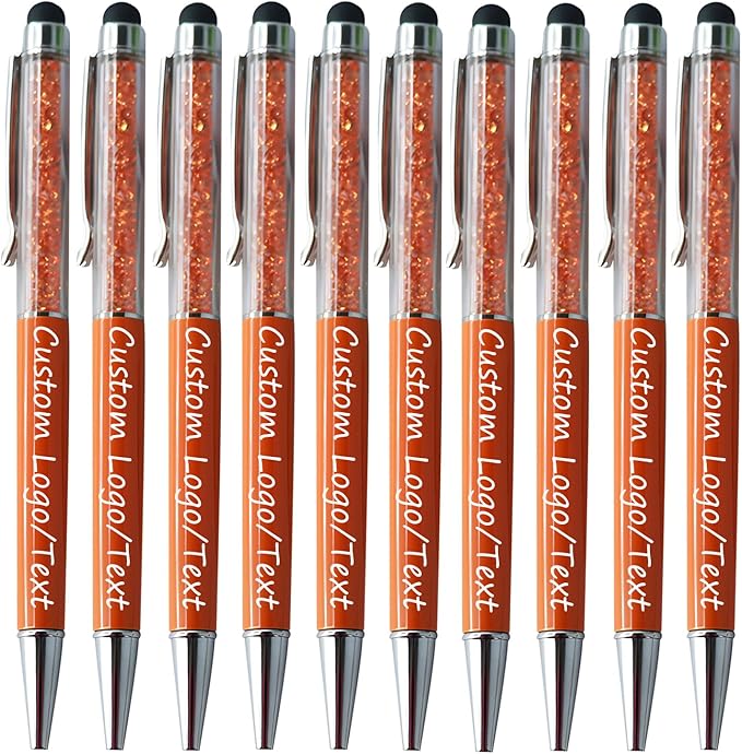 Yucold Customized Pens with Name/Logo - Touch Screen Stylus Ballpoint Pen, Perfect for Weddings, Business & Personalized Gifts (Orange,500)