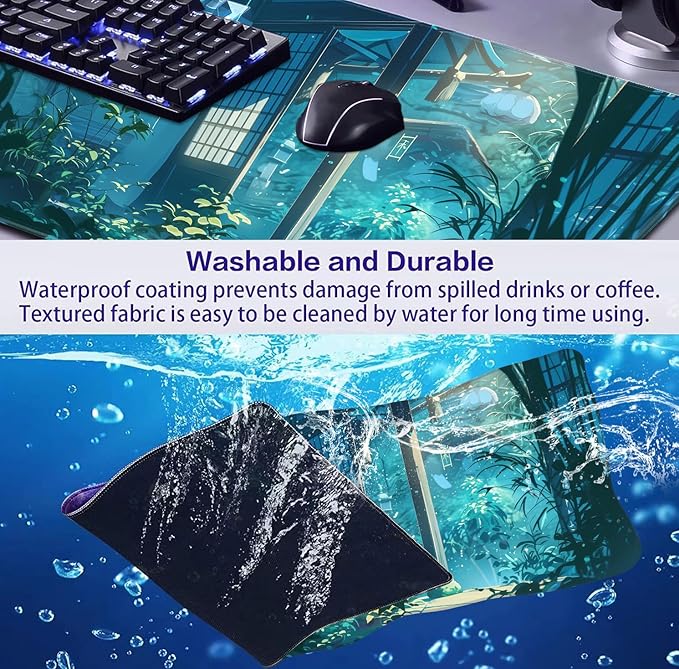 Anime Tropical Plants XL Extended Game Keyboard Pad, Women's Office Decoration Laptop Keyboard Pad 35.4 x 15.7 x 0.12 Inches