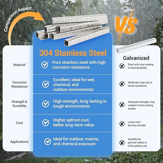 meite T-50 Stainless Steel Staples Marine, 9/16 Inch Heavy Duty Staples for Staple Gun - 1512 Counts, 20 Gauge 3/8 Inch Crown T-50 Upholstery Staple for Salt Water, Marine Applications